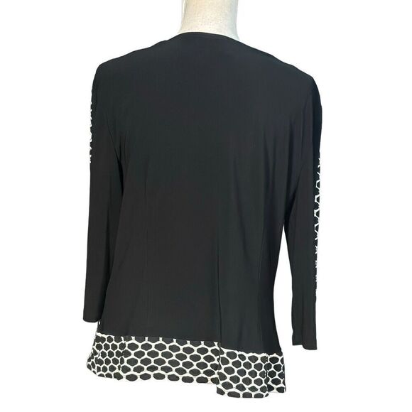 Joseph Ribkoff Jacket Size 16 Zip Up Black White Scuba Material Classic Workwear - Picture 2 of 6